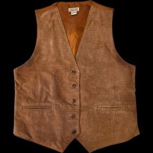 VTG Gallagher Suede Leather Vest Sz Medium Brown